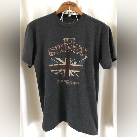 The Rolling Stones Gray Short Sleeve Tee Vintage Union Jack Graphic size Medium - Picture 1 of 7